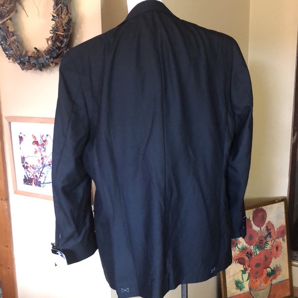 HART SCHAFFNER MARX size 44R Blazer Classic Black 100% Worsted Wool $995 NEW - Picture 4 of 14